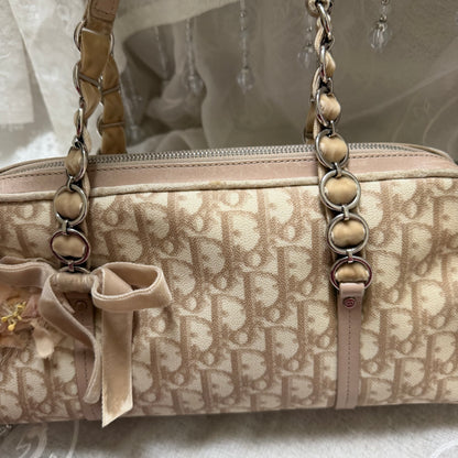 xovintage VINTAGE Dior Romantique Trotter Shoulder Bag with Floral Bow Detail - Handbags