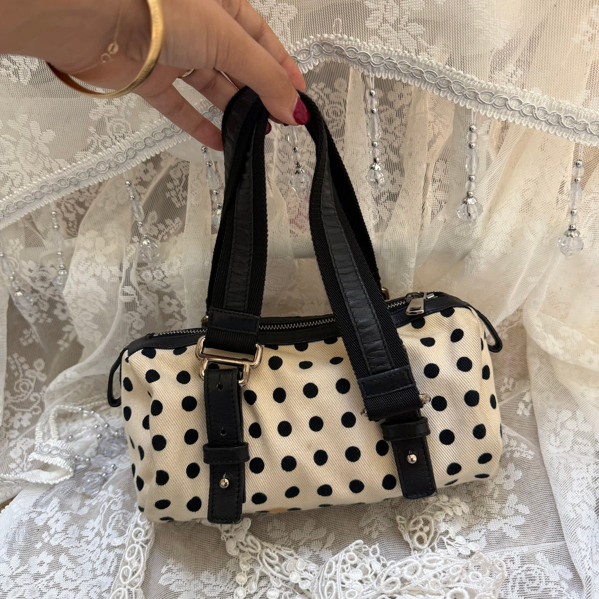 xovintage VINTAGE YVES SAINT LAURENT RIVE GAUCHE POLKADOT MINI BAG - Handbags