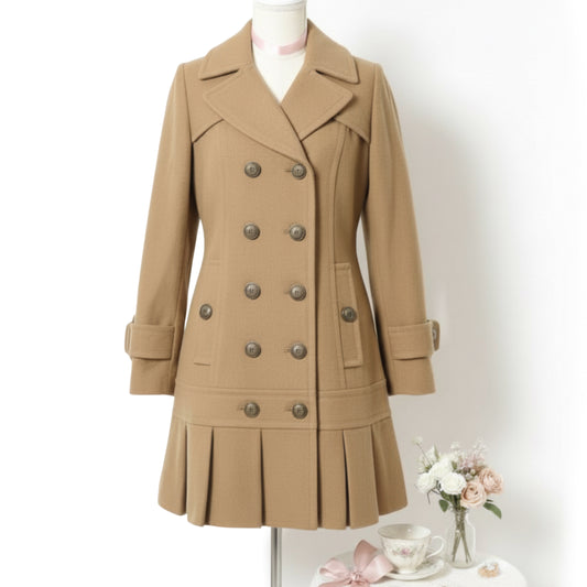 burberry blue label beige pleated vintage flirty dress coat (38)