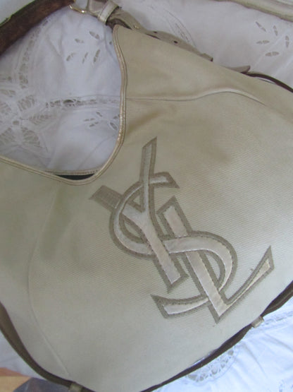 yves saint laurent rive gauche vintage ivory mombasa bag