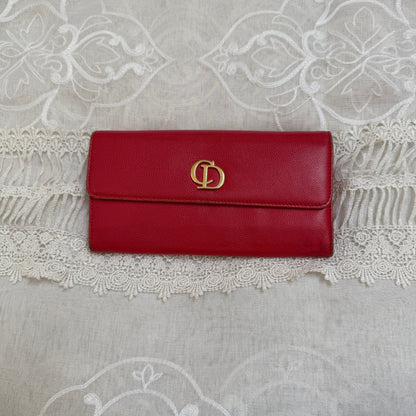 xovintage dior red vintage elegant wallet clutch - Uncategorized