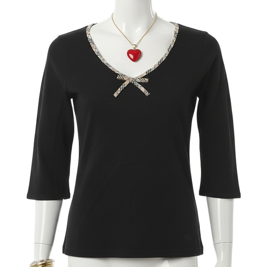 burberry blue label vintage black ribbon top