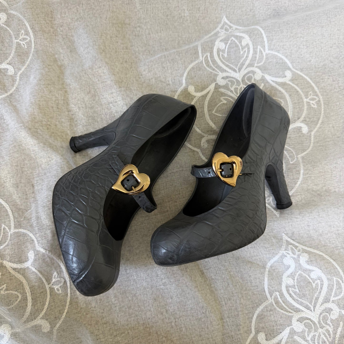 xovintage vivienne westwood x melissa grey croco mary-jane heels (size 36) - Heels