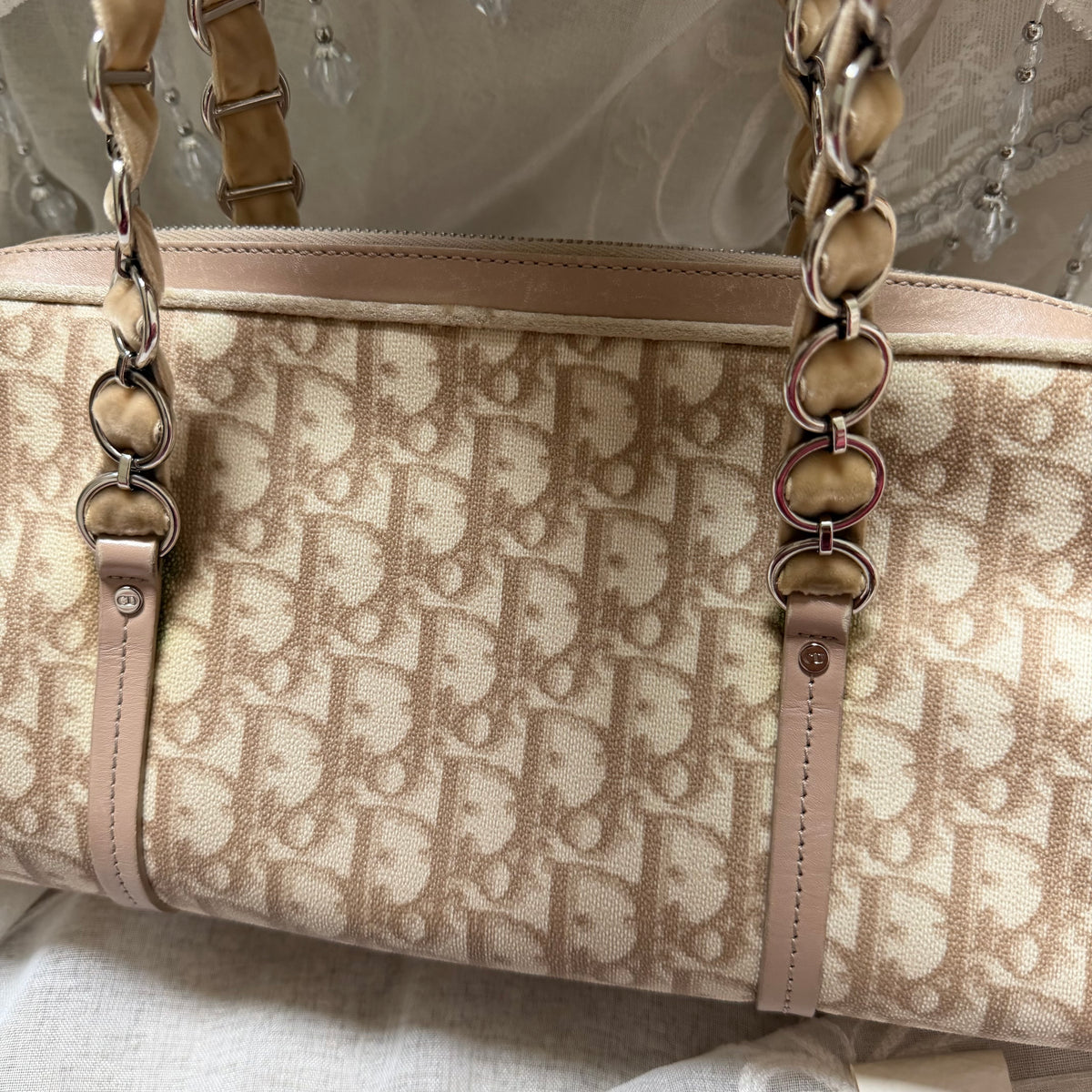 xovintage VINTAGE Dior Romantique Trotter Shoulder Bag with Floral Bow Detail - Handbags
