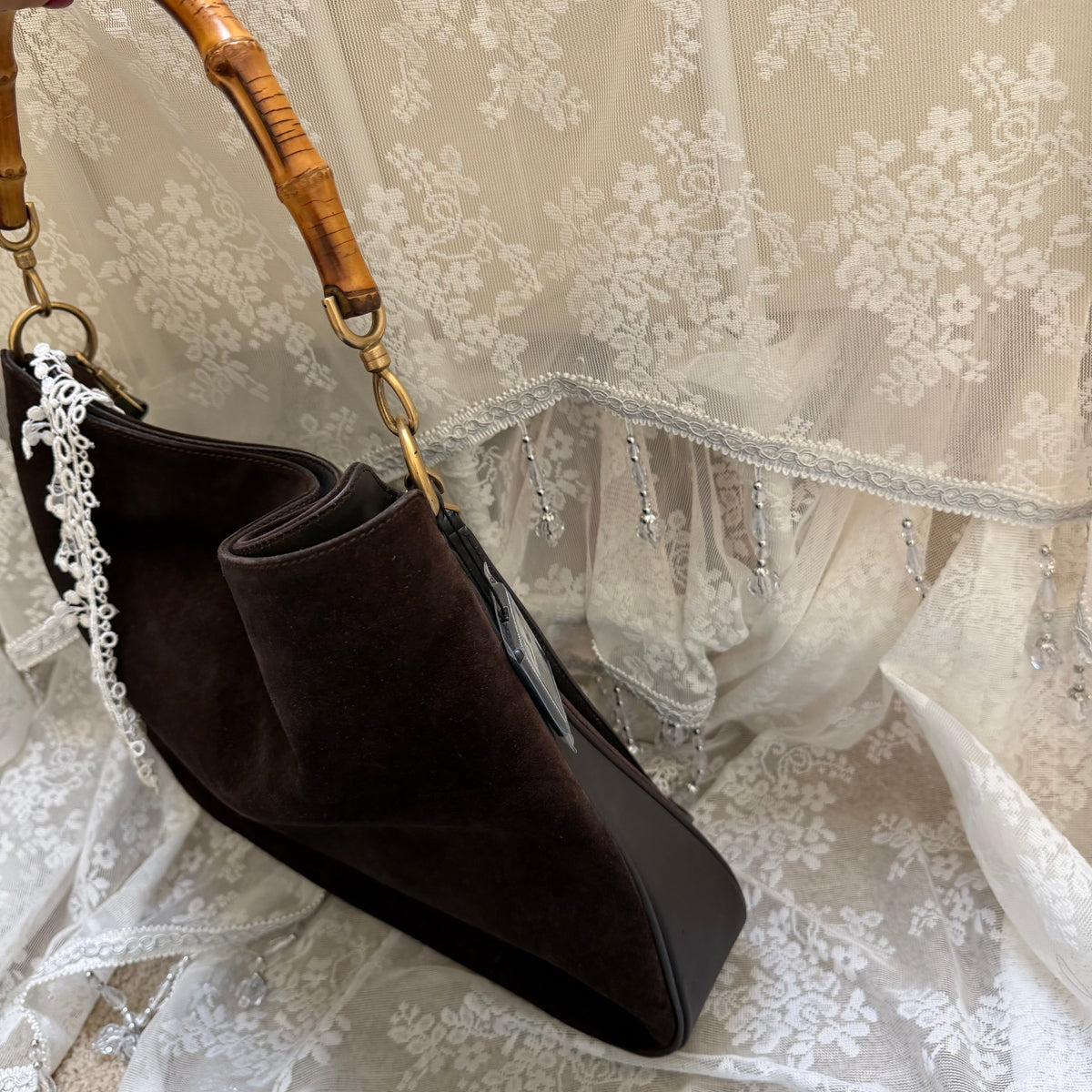 xovintage Vintage Gucci by Tom Ford Bamboo Handle Hobo Bag - Handbags