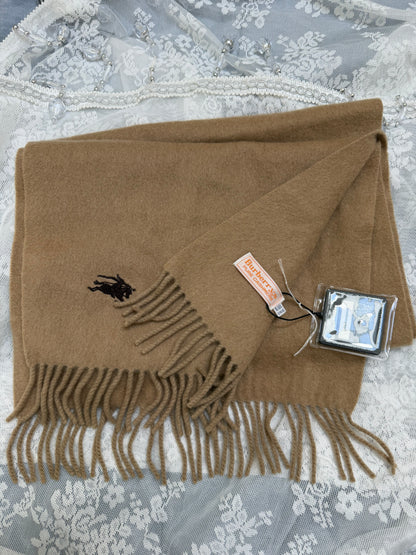 burberry 90s vintage pure cashmere scarf in camel