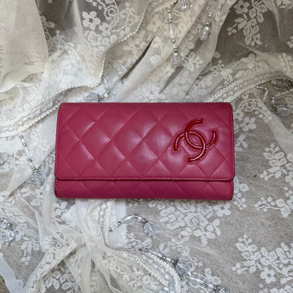 Chanel Vintage Cambon Wallet in Pink Quilted Leather