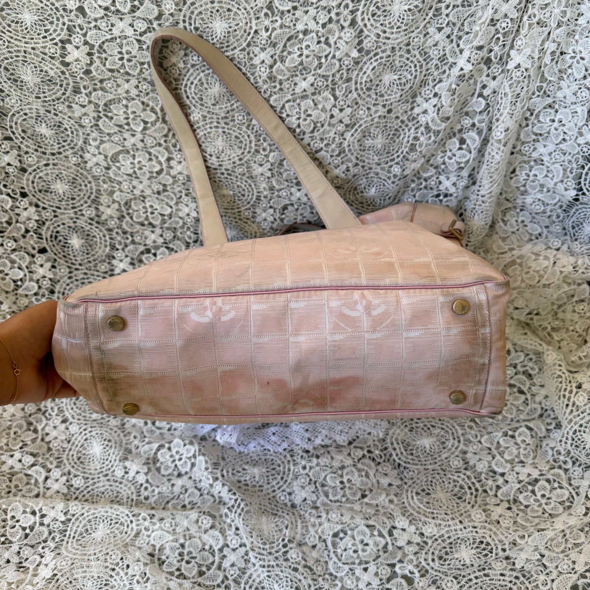 xovintage chanel travel line baby pink large tote bag - Tote Bags