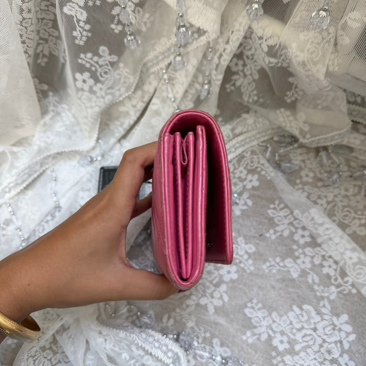 Chanel Vintage Cambon Wallet in Pink Quilted Leather