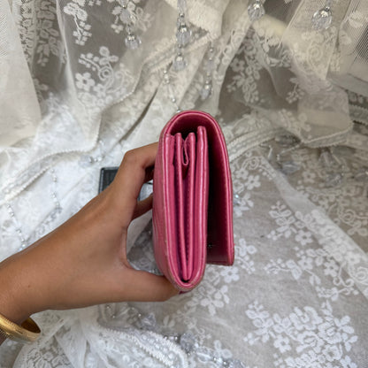 Chanel Vintage Cambon Wallet in Pink Quilted Leather