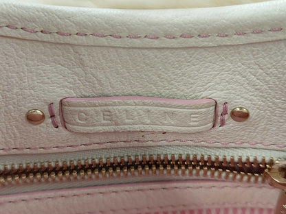 celine rare vintage fur-detailed lily c pompom pink bag + dust bag