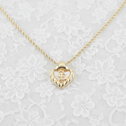christian dior vintage heart necklace