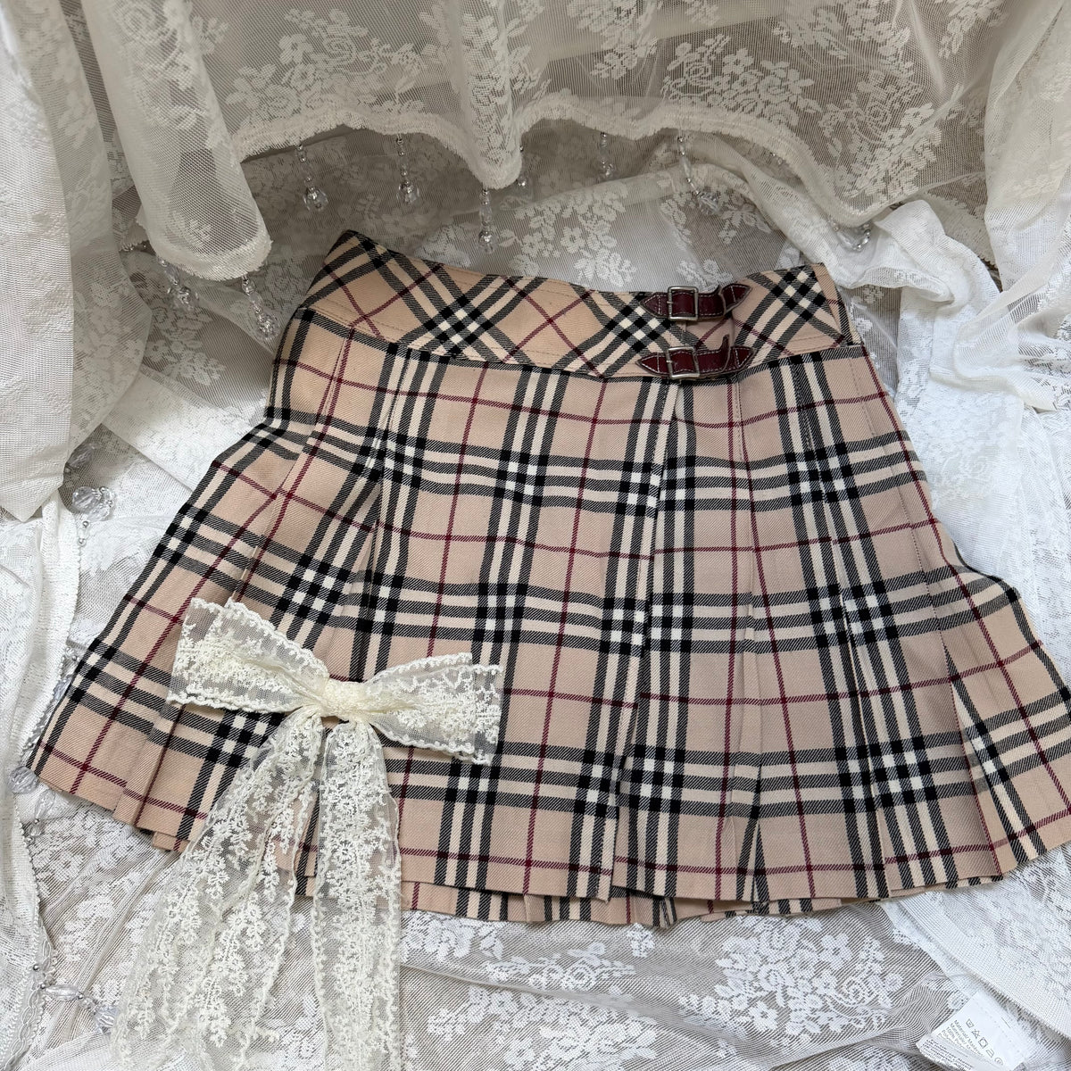 BURBERRY CLASSIC PLEATED VINTAGE MINI SKIRT, X-SMALL