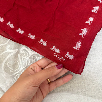xovintage celine red vintage bandanna - Bandanas & Headties