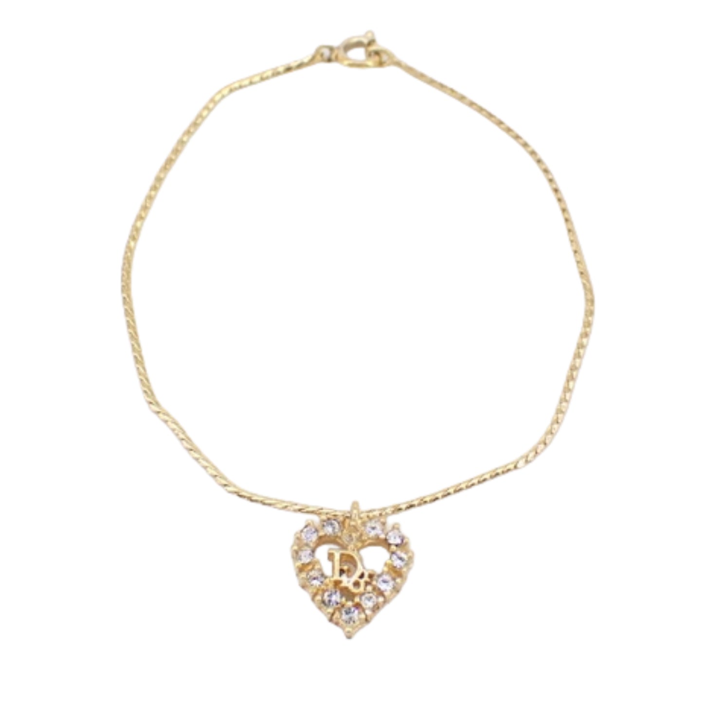 christian dior rhinestone heart bracelet