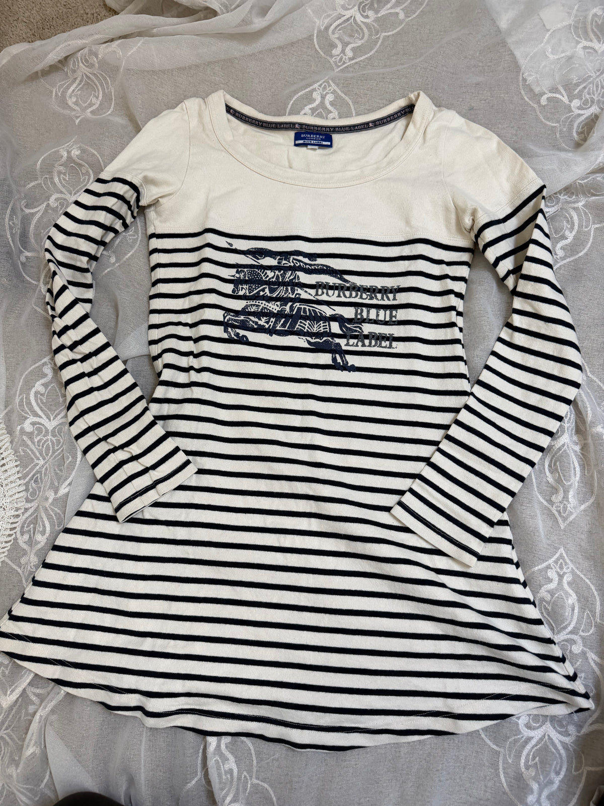 burberry blue label vintage cute striped mini dress (38, s)