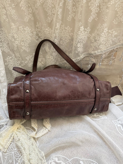 Miu Miu Vintage Chocolate Brown Vitello Lux Bow Shoulder Bag