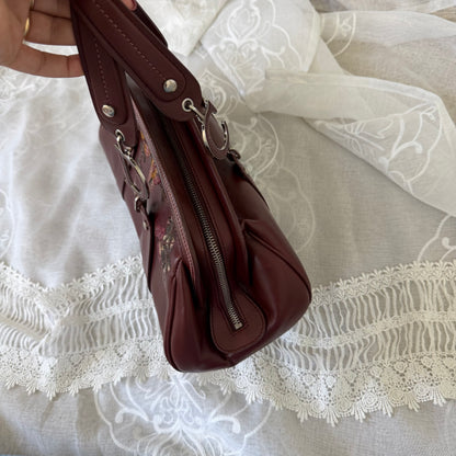 xovintage dior ultra rare embroidered leather floral bag - Uncategorized