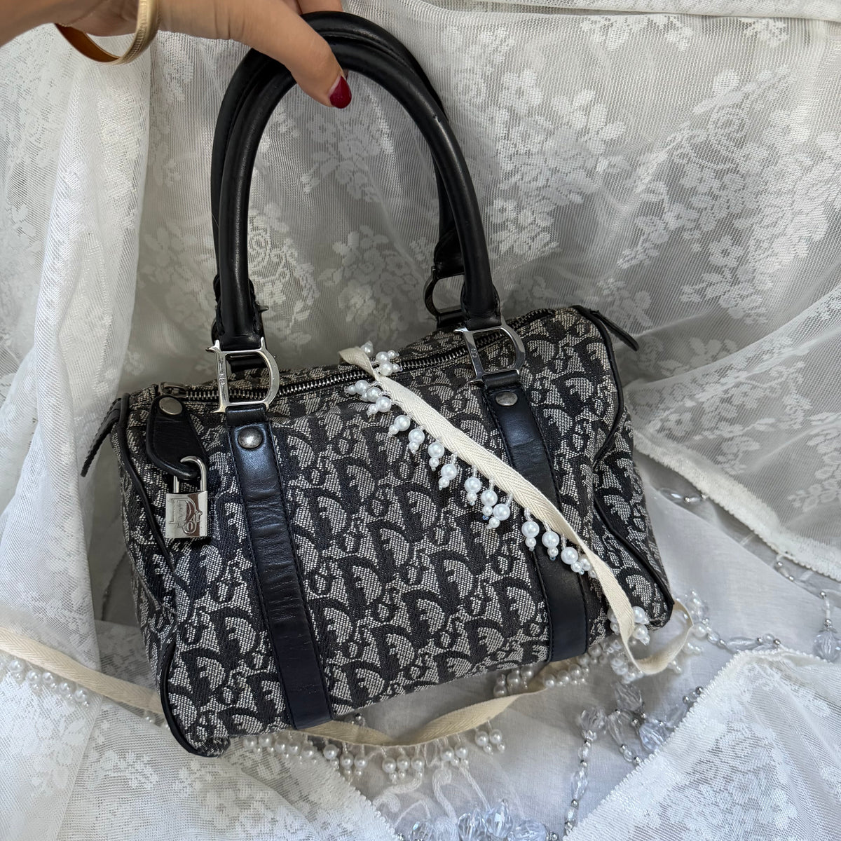 xovintage pre-loved dior padlock detail trotter speedy bag - Handbags
