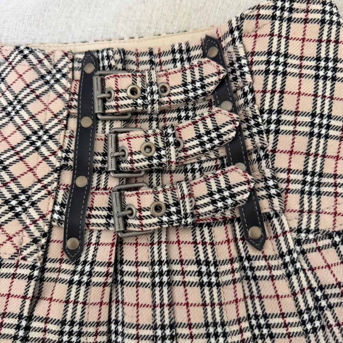 VINTAGE BURBERRY BELTED MINI SKIRT, SMALL