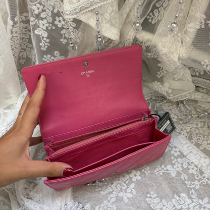 Chanel Vintage Cambon Wallet in Pink Quilted Leather