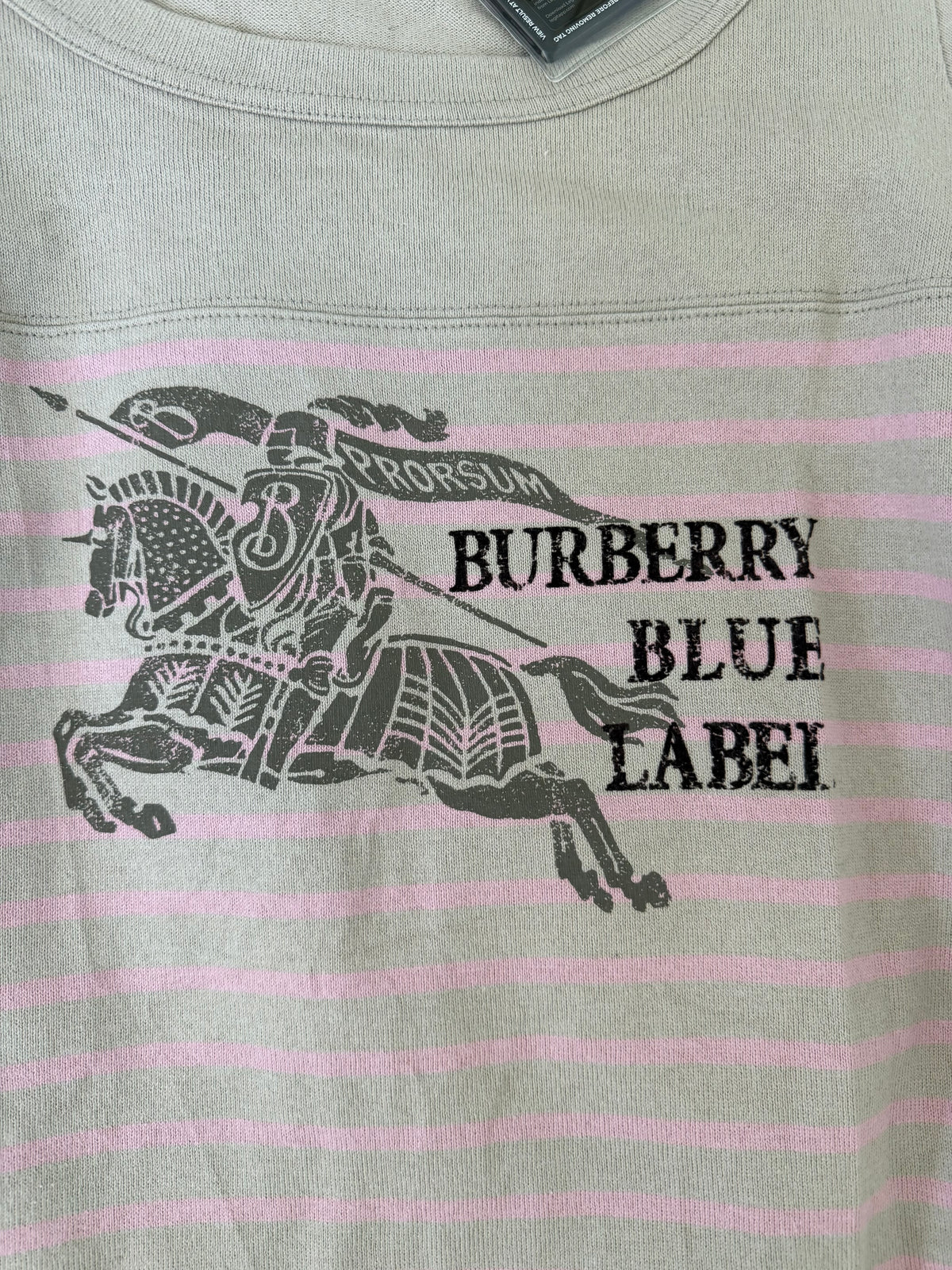 burberry blue label vintage pink & grey striped mini dress (38, s)