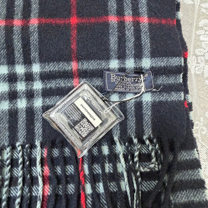 burberry vintage 90s navy blue 100% cashmere scarf