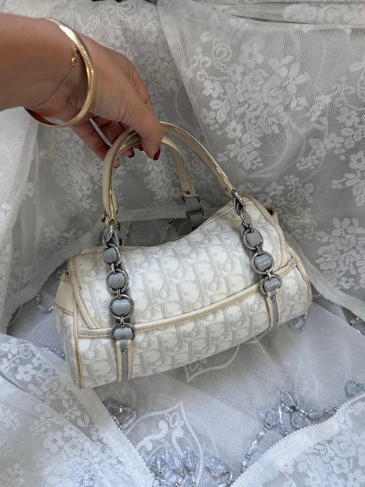 xovintage Pre-loved DIOR small 2000S ROMANTIC HEART-CHARM SHOULDER BAG - Handbags