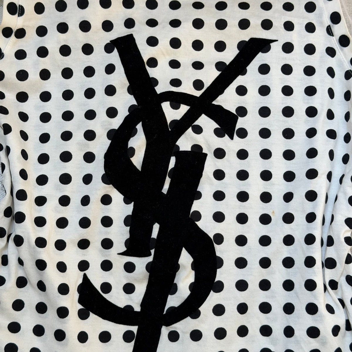 xovintage yves saint laurent rive gauche b&w polkadot vintage top - Handbags