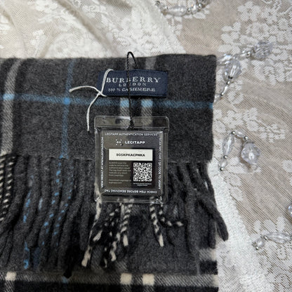burberry vintage grey 100% cashmere scarf