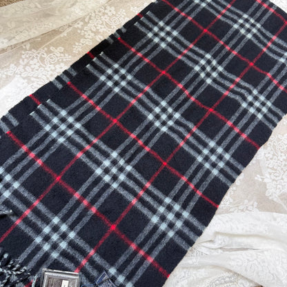 burberry vintage 90s navy blue 100% cashmere scarf