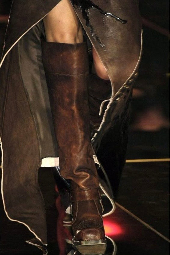 christian dior f/w 2006 galliano thigh high leather boots size 39.5