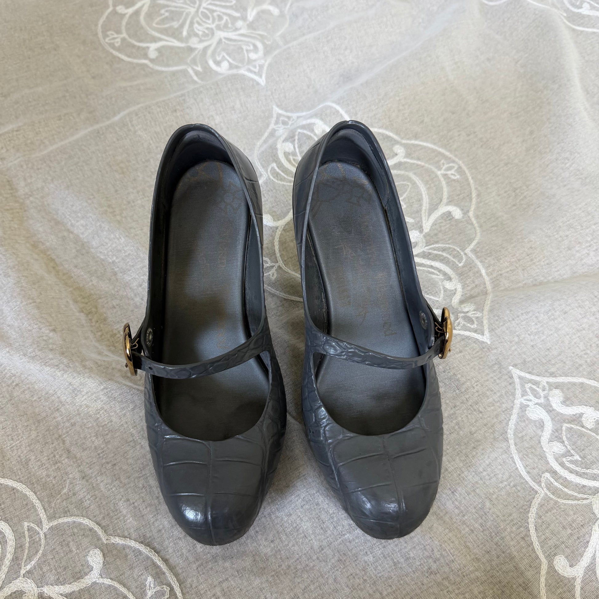 xovintage vivienne westwood x melissa grey croco mary-jane heels (size 36) - Heels