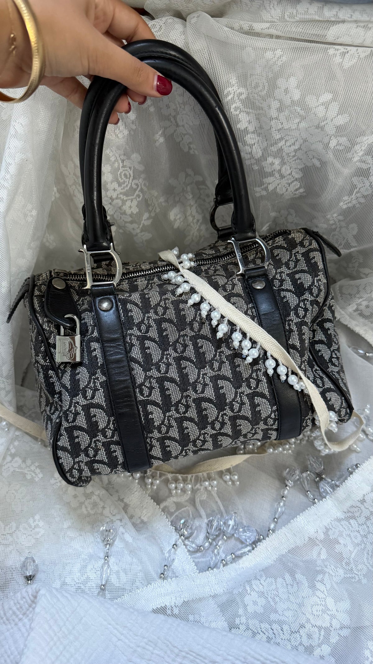 xovintage pre-loved dior padlock detail trotter speedy bag - Handbags