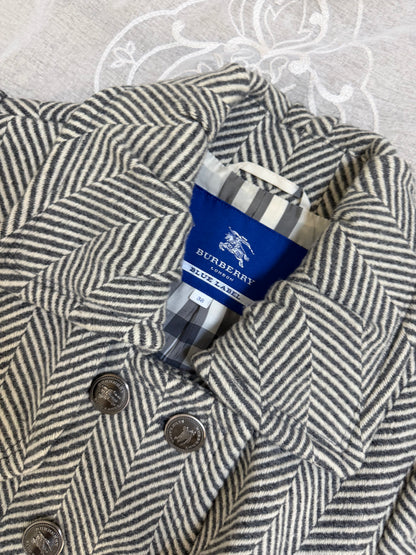 xovintage burberry blue label vintage pleated flirty dress coat w herringbone detail (S, 38) - Overcoats