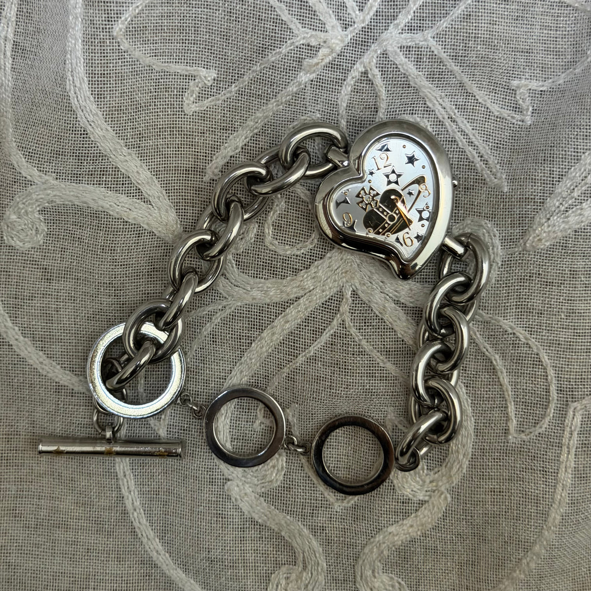 xovintage Vintage Vivienne Westwood Heart Orb Chain Bracelet Watch - Watches