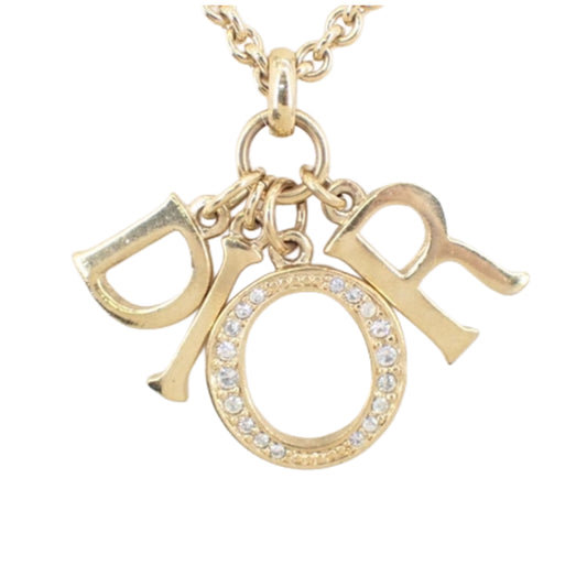 christian dior vintage rhinestone logo necklace
