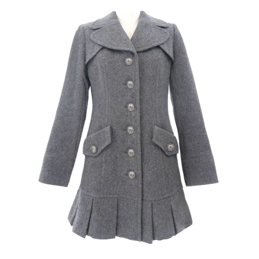 burberry blue label grey pleated flirty dress coat (38)