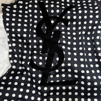 yves saint laurent rive gauche b&w polkadot vintage top