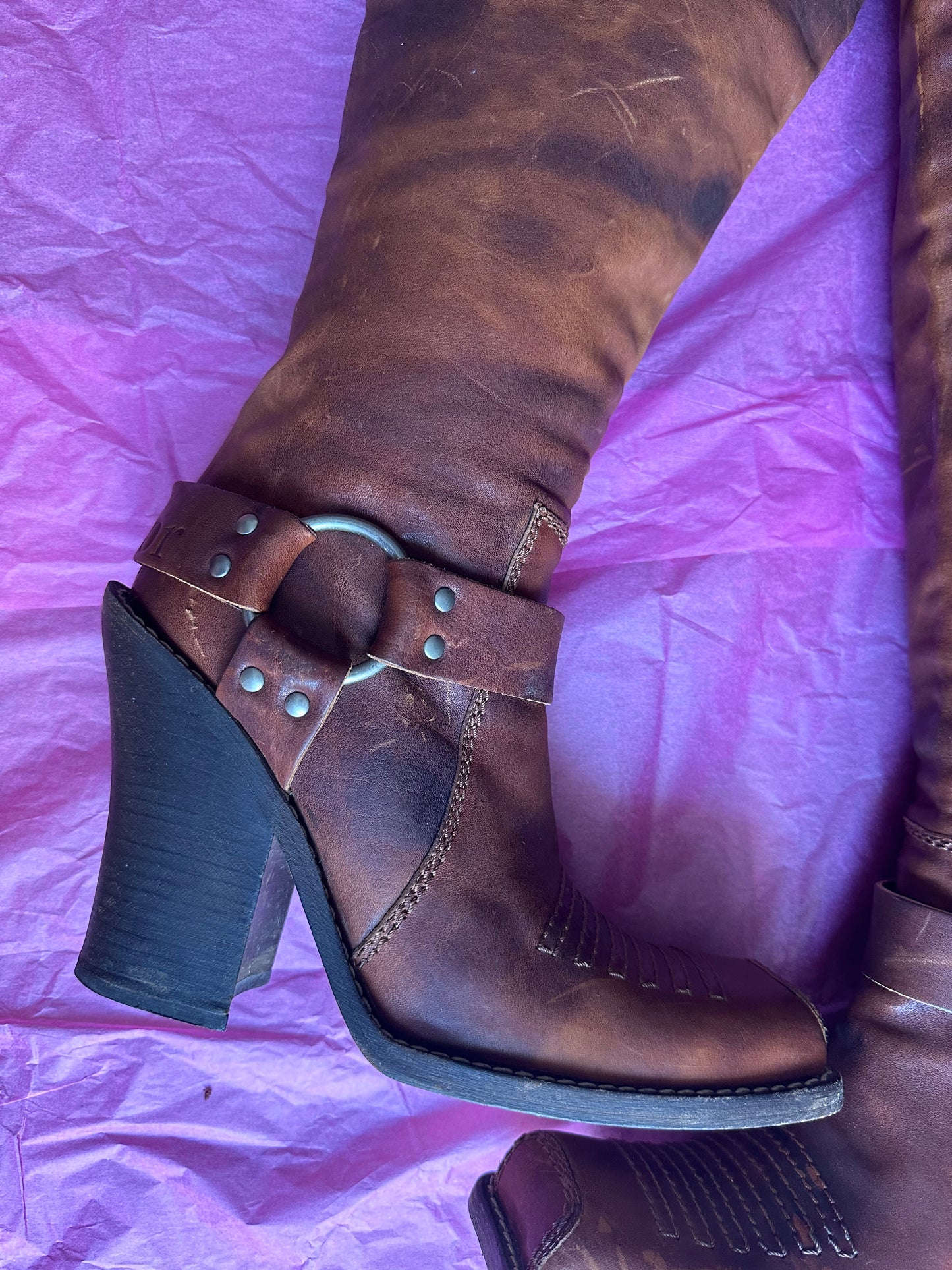 christian dior f/w 2006 galliano thigh high leather boots size 39.5