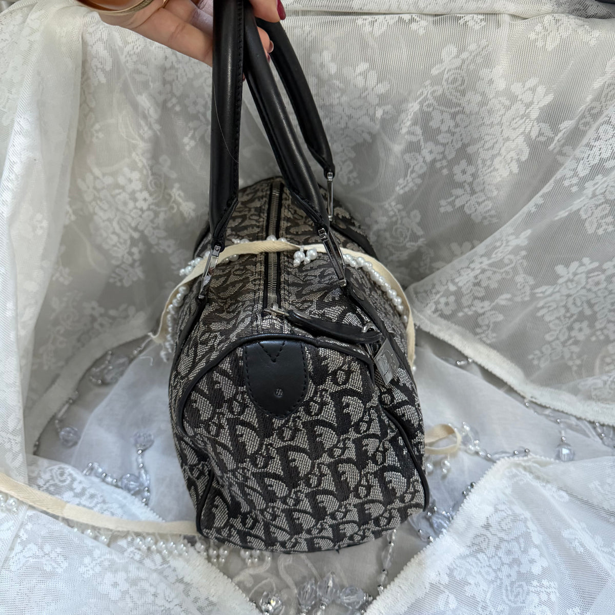 xovintage pre-loved dior padlock detail trotter speedy bag - Handbags