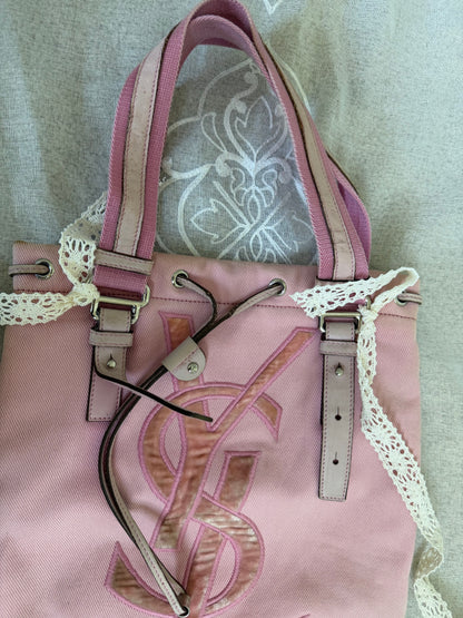 xovintage yves saint laurent rive gauche pink kahala vintage tote bag - Handbags