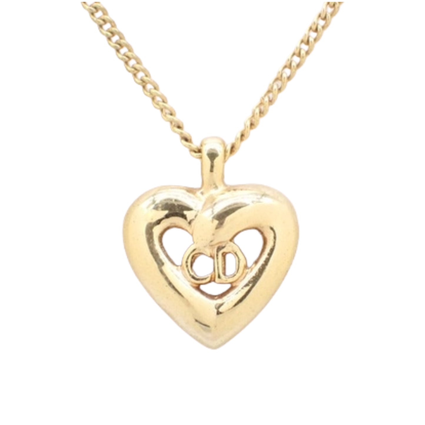 vintage dior heart shaped logo necklace