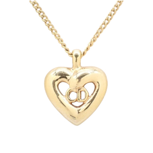 vintage dior heart shaped logo necklace