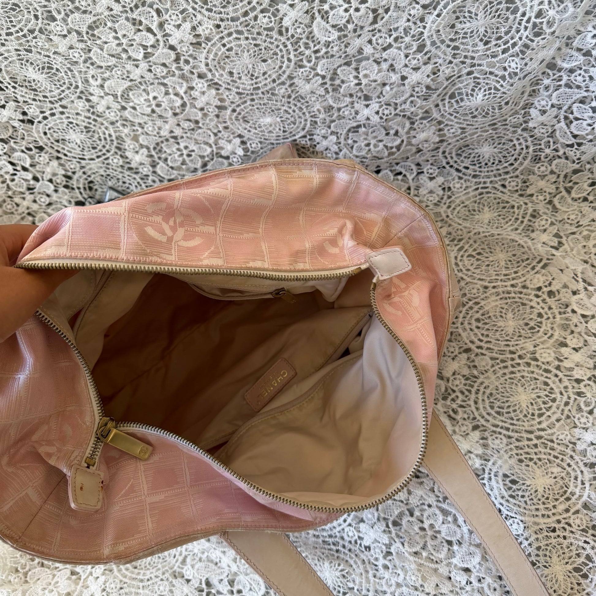 xovintage chanel travel line baby pink large tote bag - Tote Bags