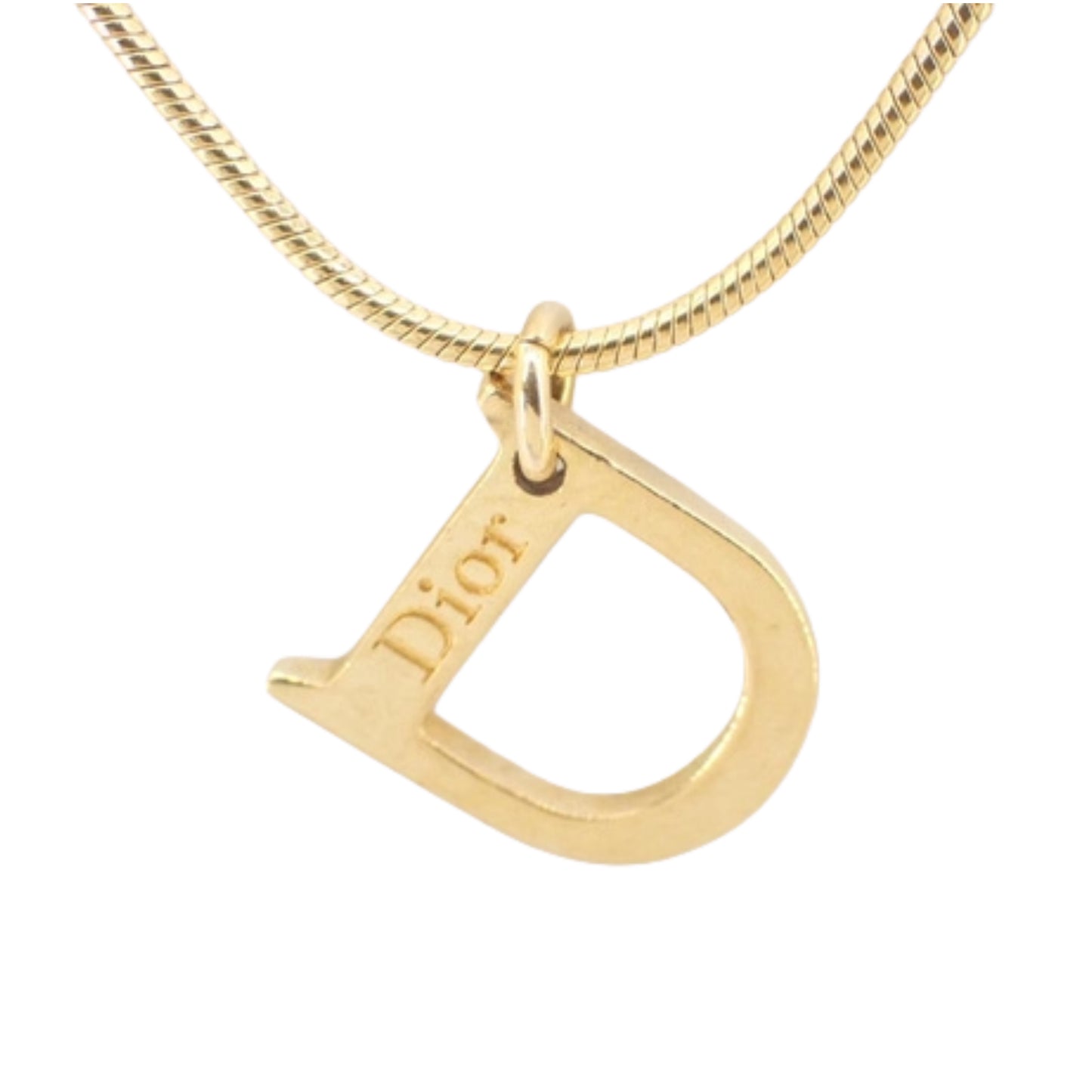 vintage dior “d” logo necklace