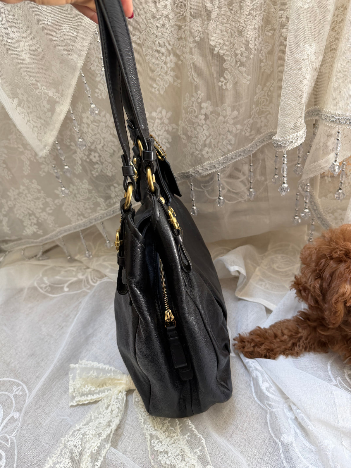 COACH VINTAGE MADISON MAGGIE SHOULDER BAG IN BLACK