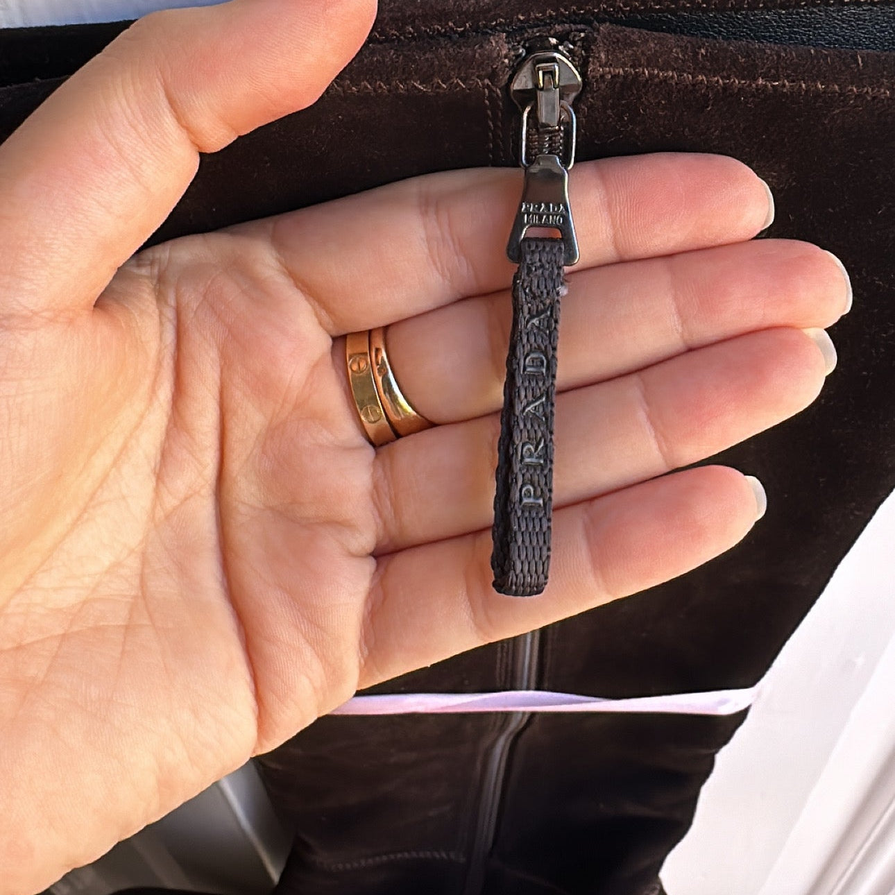 prada chocolate brown suede wedge heel boots (41)