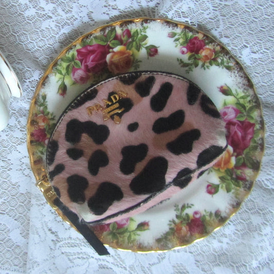 prada ponyhair leopard print mini clutch wallet
