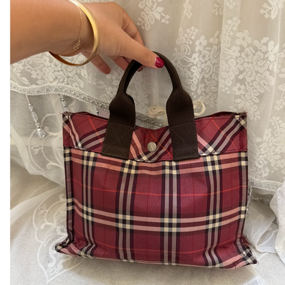 burberry blue label vintage BURGUNDY TOTE BAG
